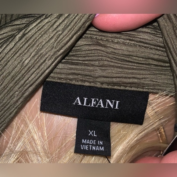 Alfani Short Sleeve Collared MIDI Dress Olive Green XL NWT - Picture 9 of 11